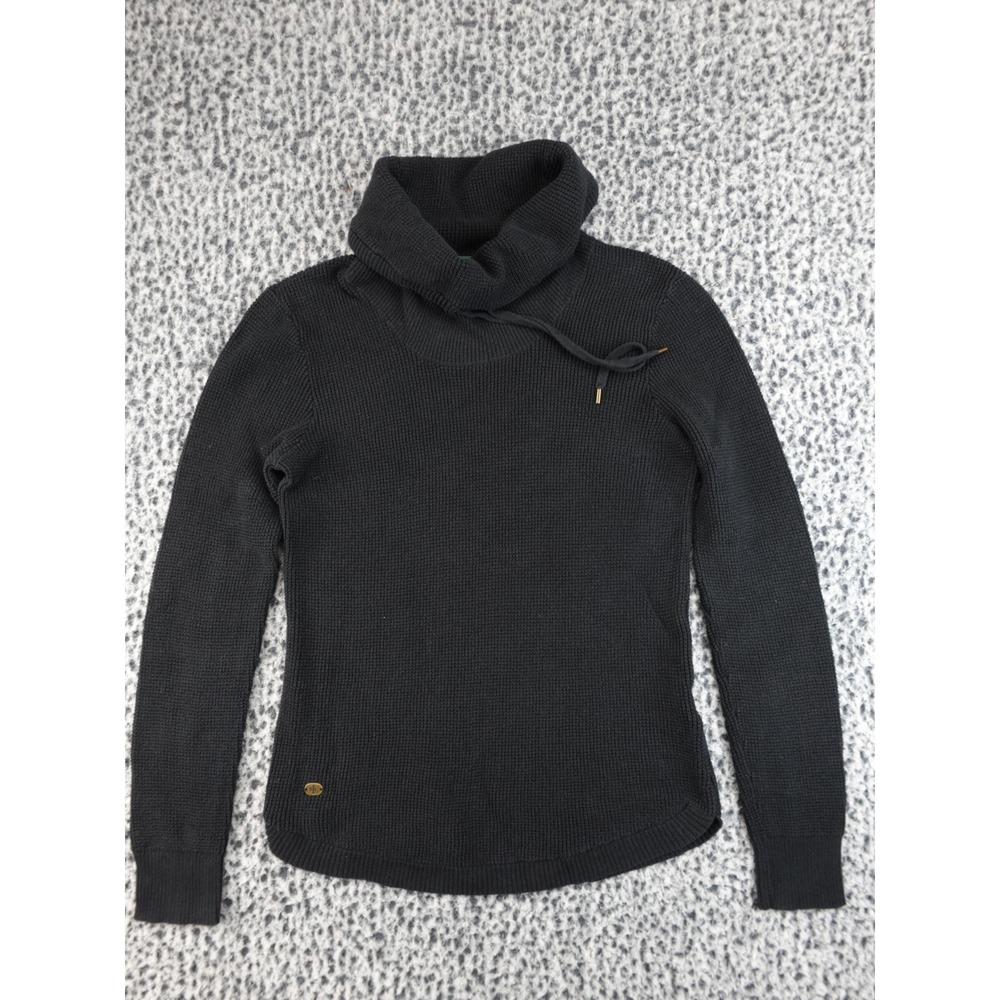 Lauren Ralph Lauren Black Waffle Knit Cowl Neck Pullover Sweater Womens SP